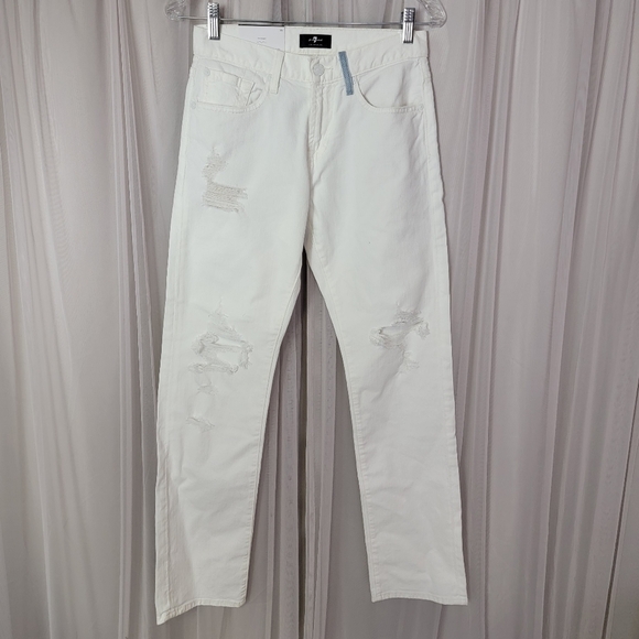 NWT 7 For All Mankind Distressed Straight Leg Jeans - Picture 3 of 11